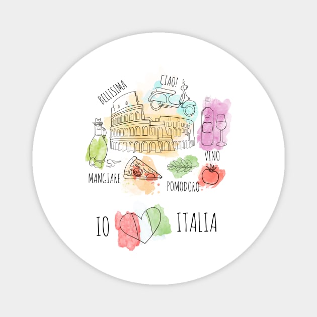 I Love Italy Magnet by Printadorable